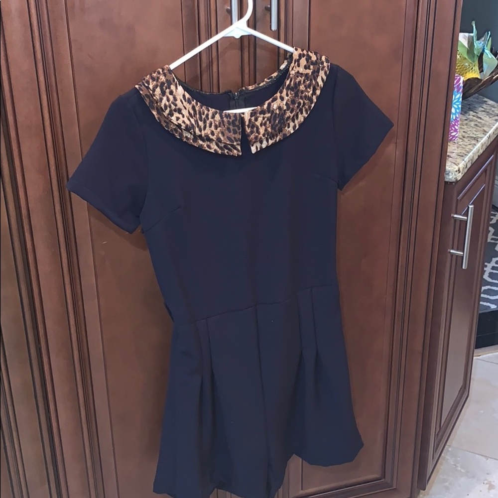 Black romper with Cheetah print romper